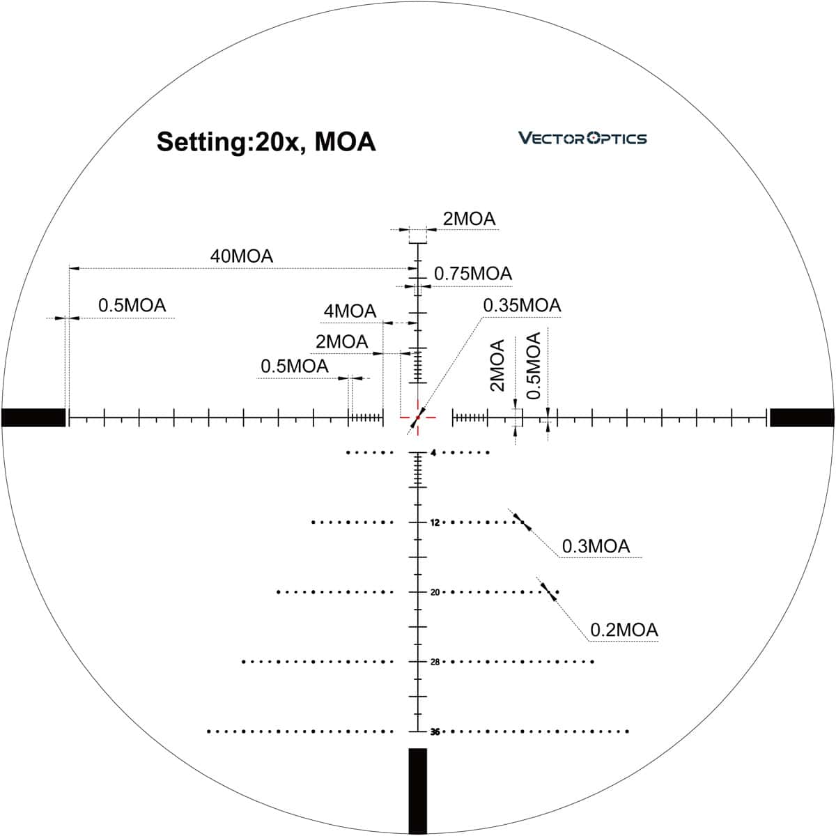 Vector optics Tourex 4-16x44 FFP Illuminated VML-1 1/4 MOA Rifle Scope 