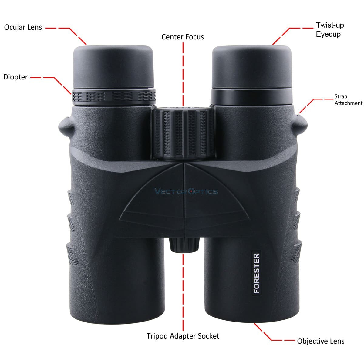 Vector Forester 10x42 Roof Prism Rubber Armoured Binoculars
