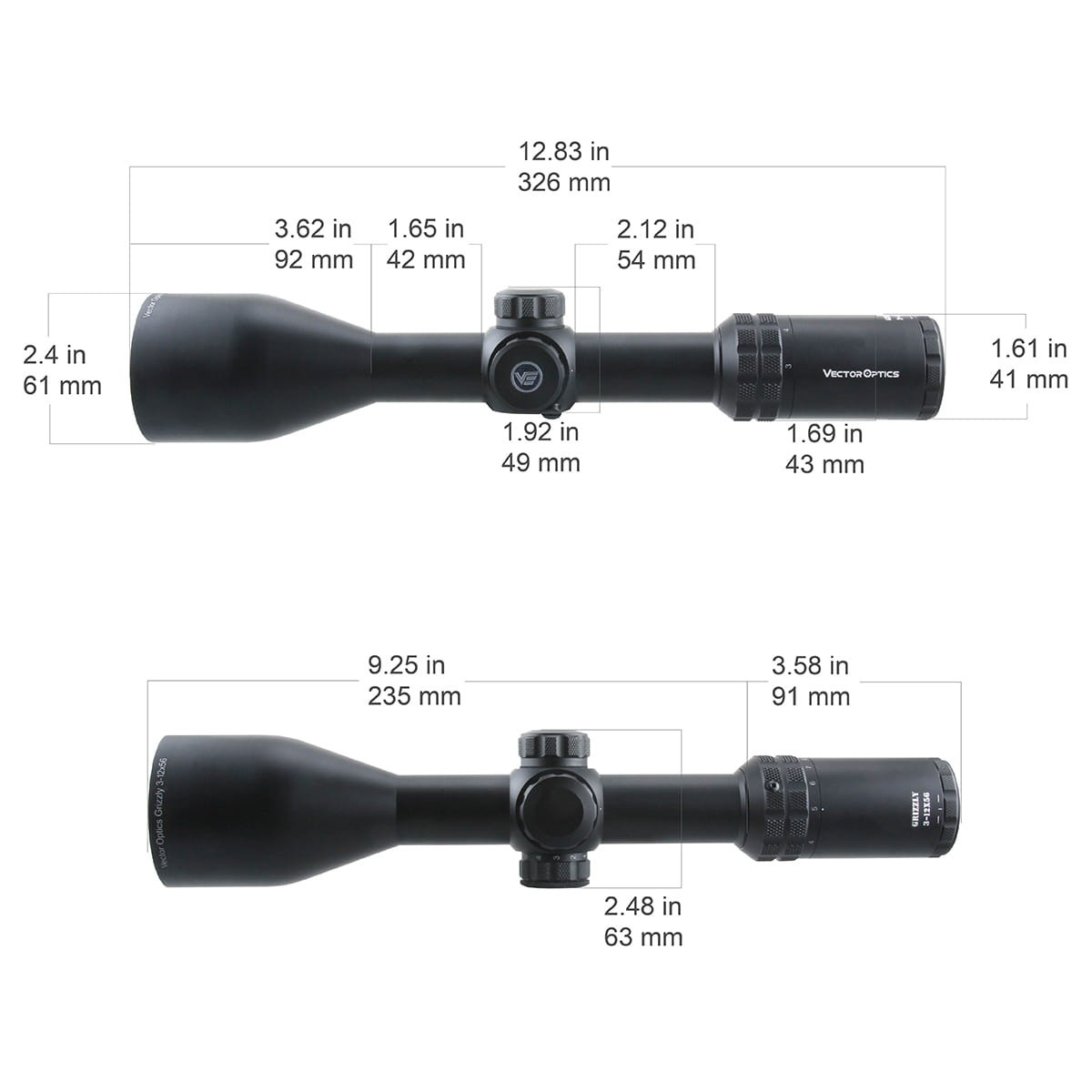 Vector Optics Grizzly 3-12x56 SFP Illuminated German #4 1/4 MOA Rifle Scope