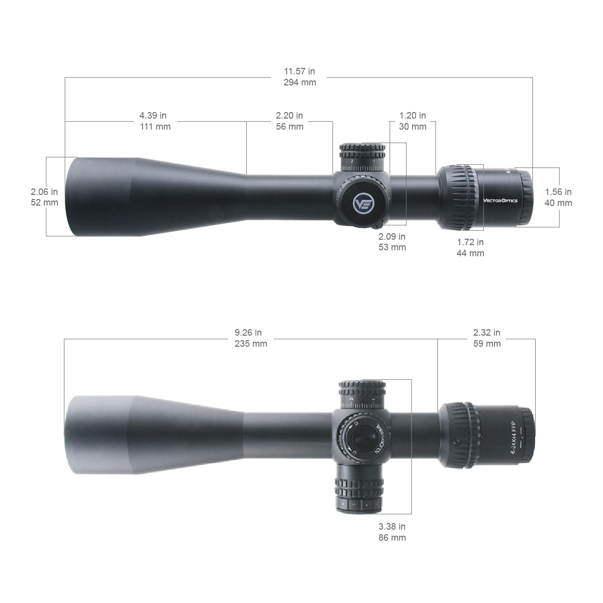 **OPEN BOX RETURN** Vector Veyron 6-24x44 FFP IR MPR-V5 0.1 MRAD Super Compact 30mm Rifle Scope - OBR33