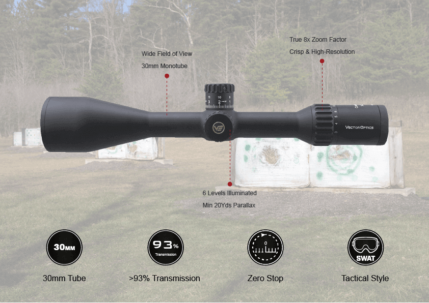 Vector Optics Continental x8 3-24x56 SFP Zero-Stop Tactical ED Rifle Scope