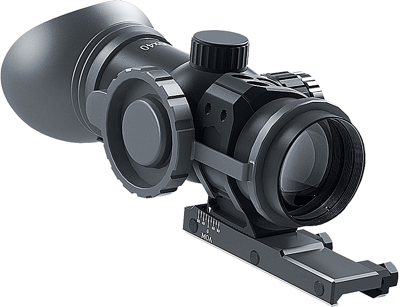 Immersive Optics 10x40 MILDOT w/MOA ADJ MOUNTS Prism Rifle Scope