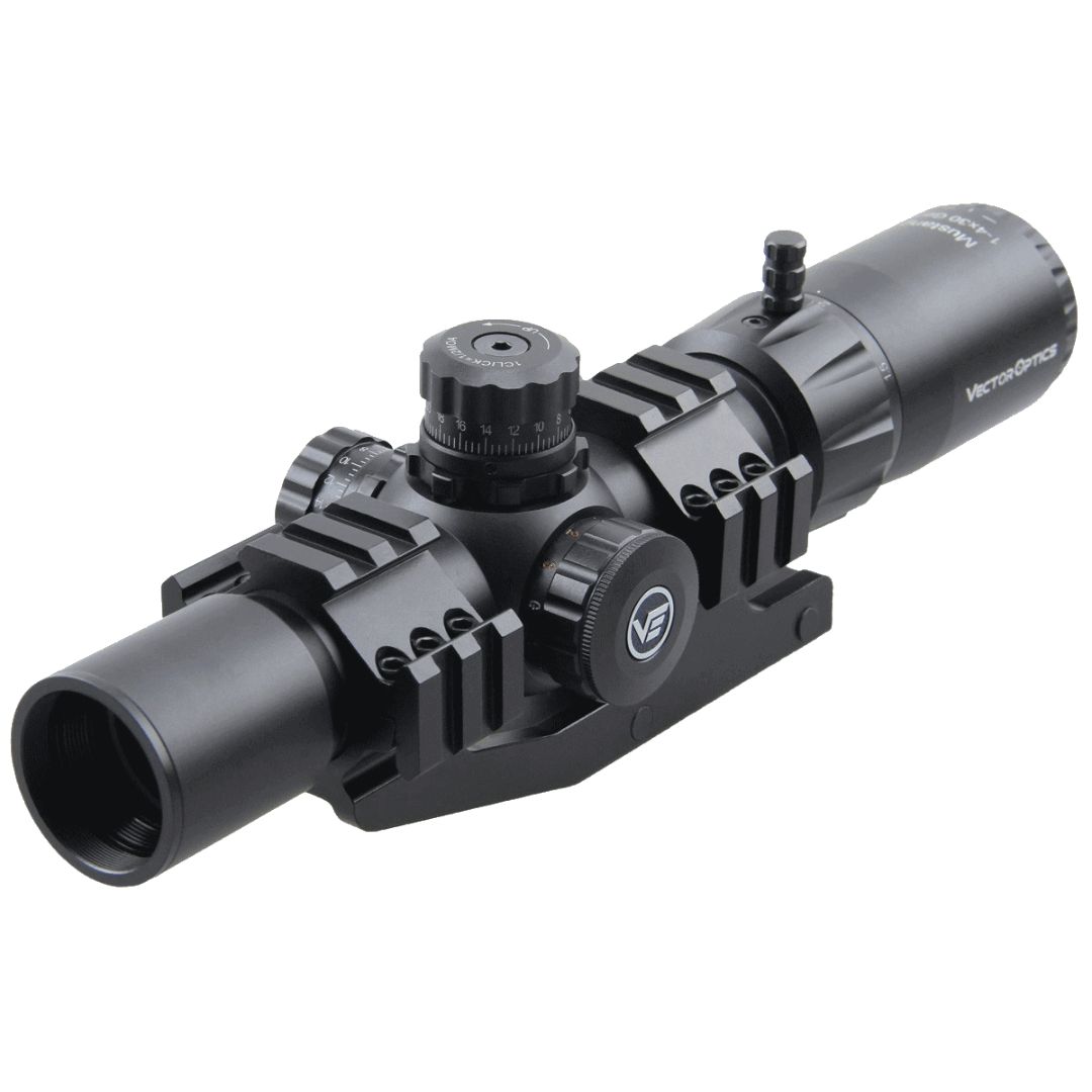 Vector Optics Mustang 1-4x30 1/2 MOA Chevron SFP 30mm  Rifle Scope