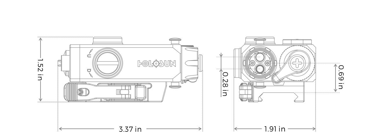 Holosun LS221R&IR Co-axial Visible Red & IR Laser Aiming Device with Picatinny QD Mount