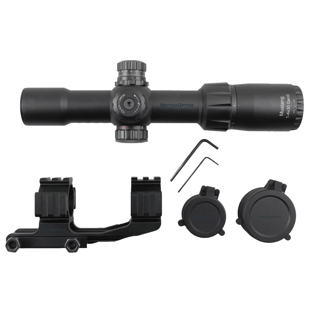Vector Optics Mustang 1-4x30 1/2 MOA Chevron SFP 30mm  Rifle Scope