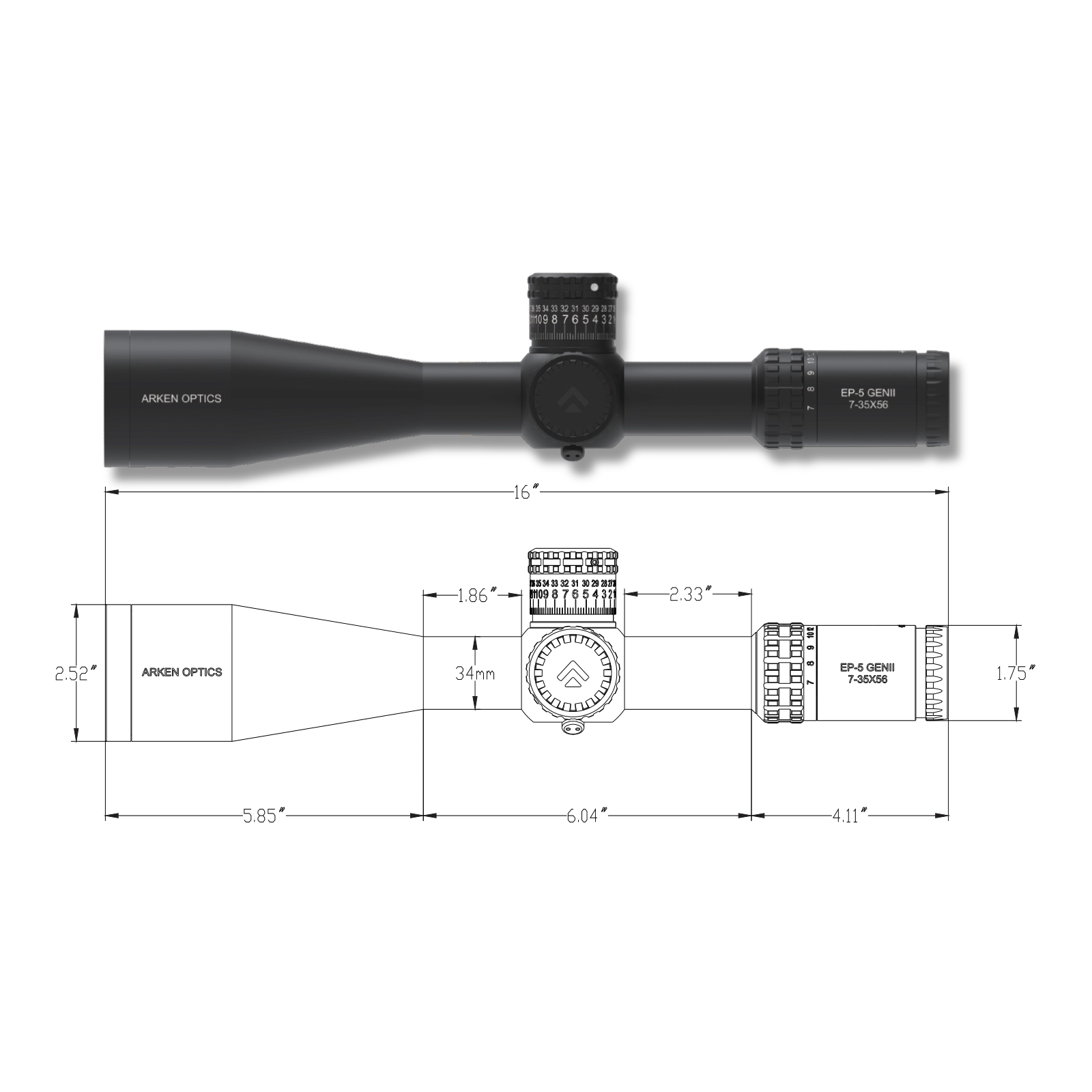 WIN A: Arken Optics EP5 GEN2 7-35x56 IR VPR MIL FFP 0.1MRAD 34mm Rifle Scope