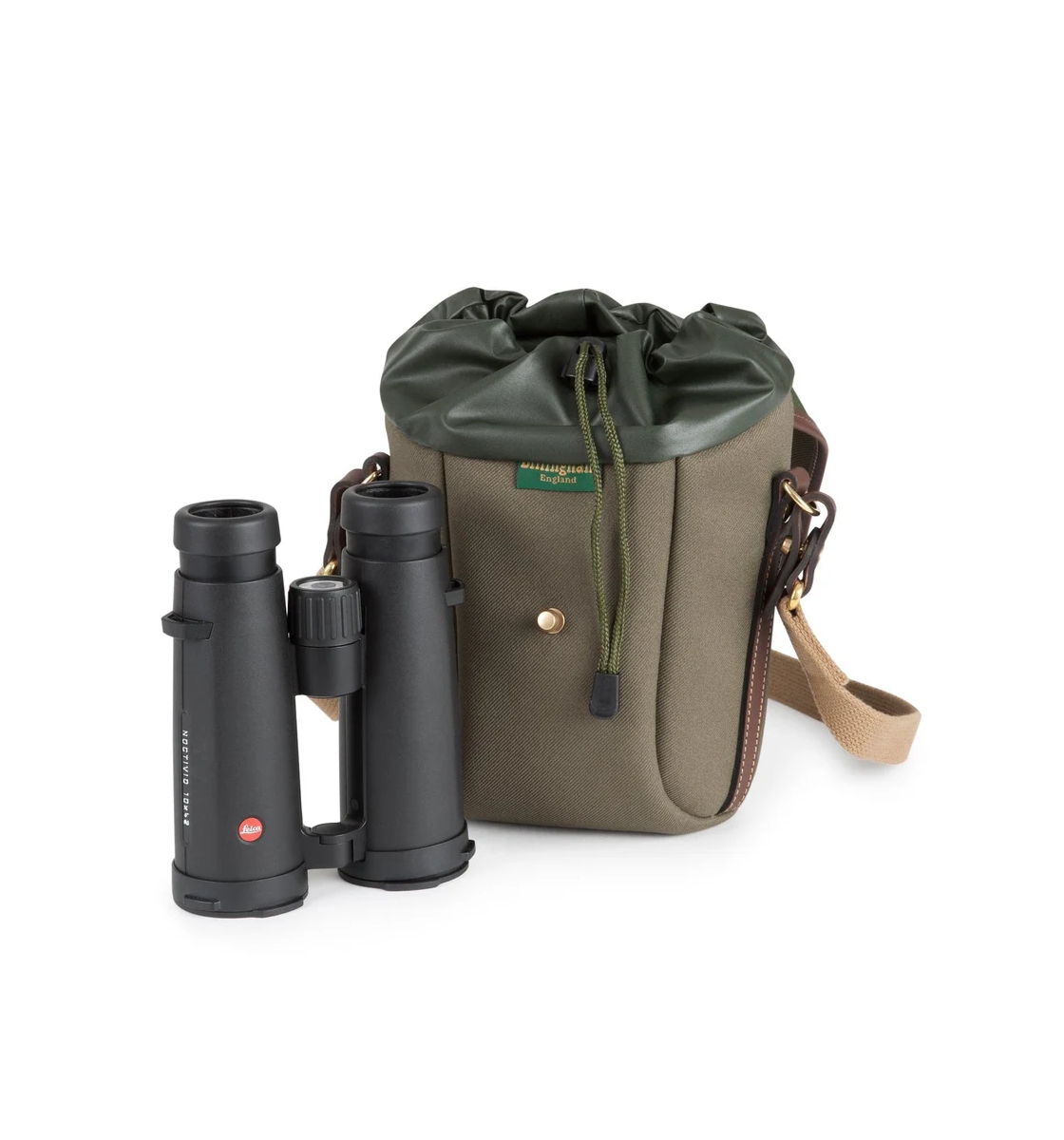 Billingham Galbin Binocular Case for 10x42 Binoculars / Small Cameras - Sage FibreNyte / Chocolate Leather