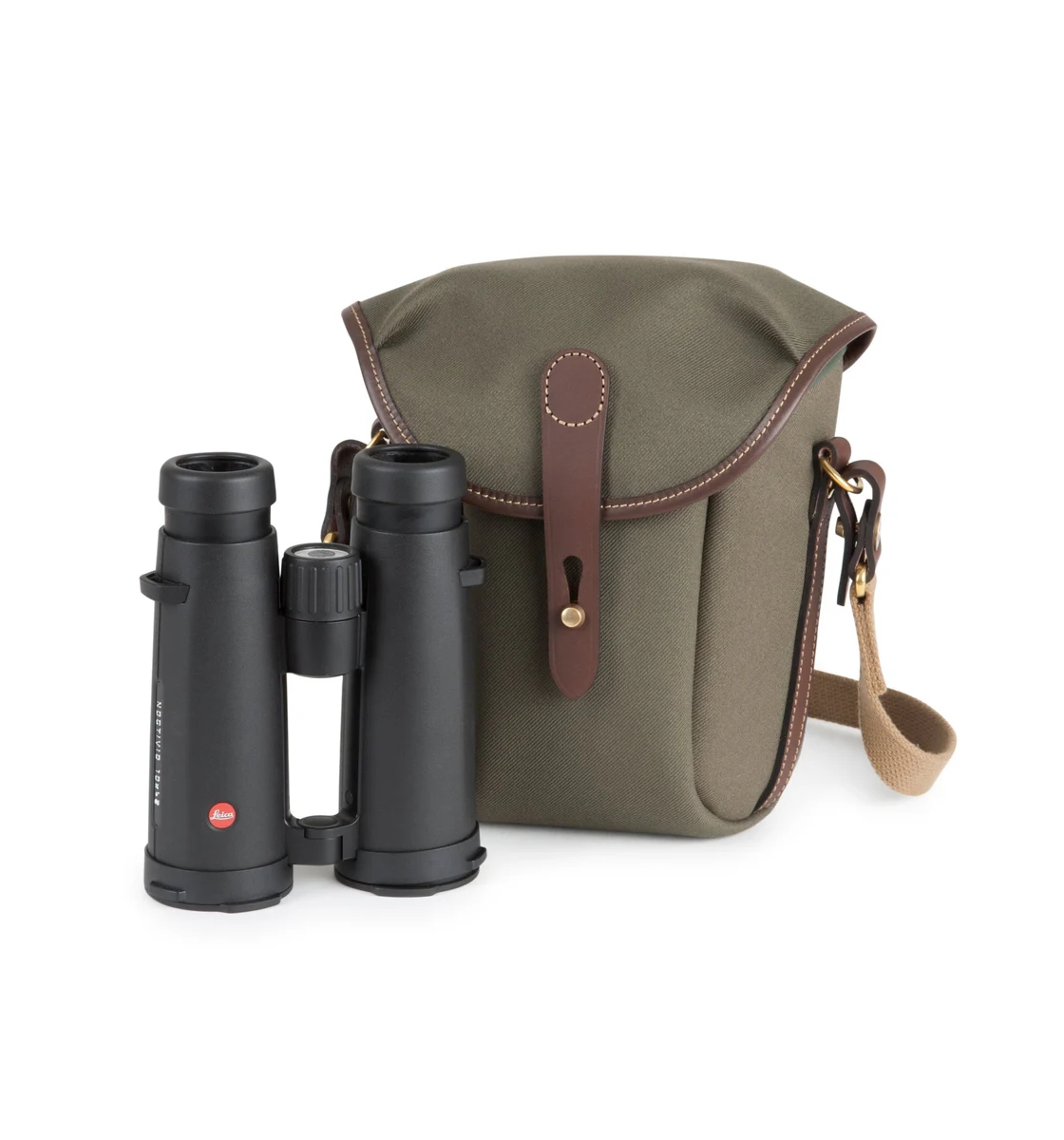 Billingham Galbin Binocular Case for 10x42 Binoculars / Small Cameras - Sage FibreNyte / Chocolate Leather