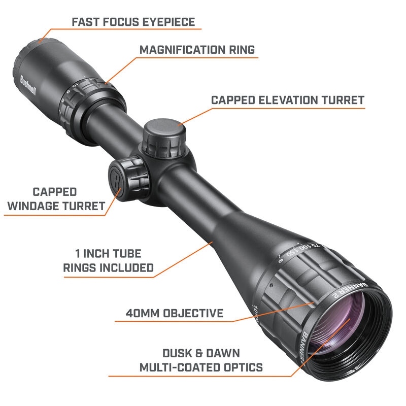 Bushnell Banner 2 4-12x40 Non-IR DOA Quick Ballistic MOA 1" Rifle Scope