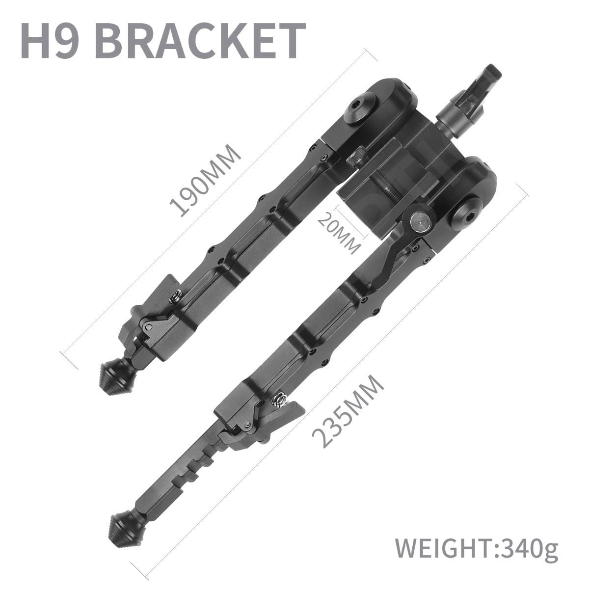 T-Eagle H9 Aluminium 6-9 Inch Adjustable Swivel Notched Leg Bipod with Picatinny Mount