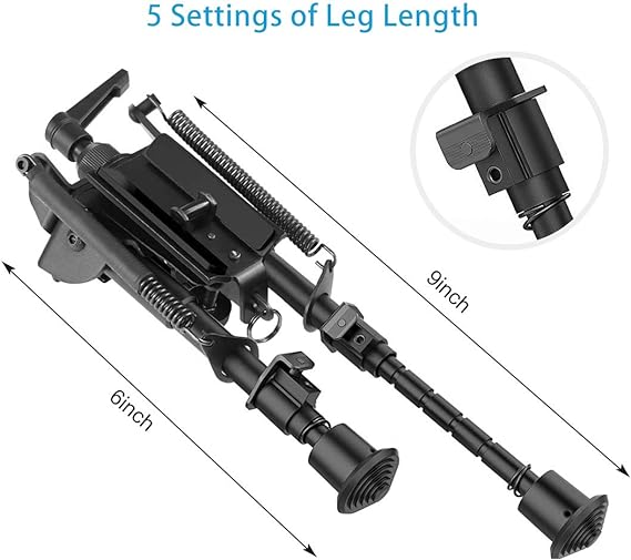 T-Eagle BTHBS-6 Aluminium 6-9 Inch Notched Leg Bipod with Picatinny Mount