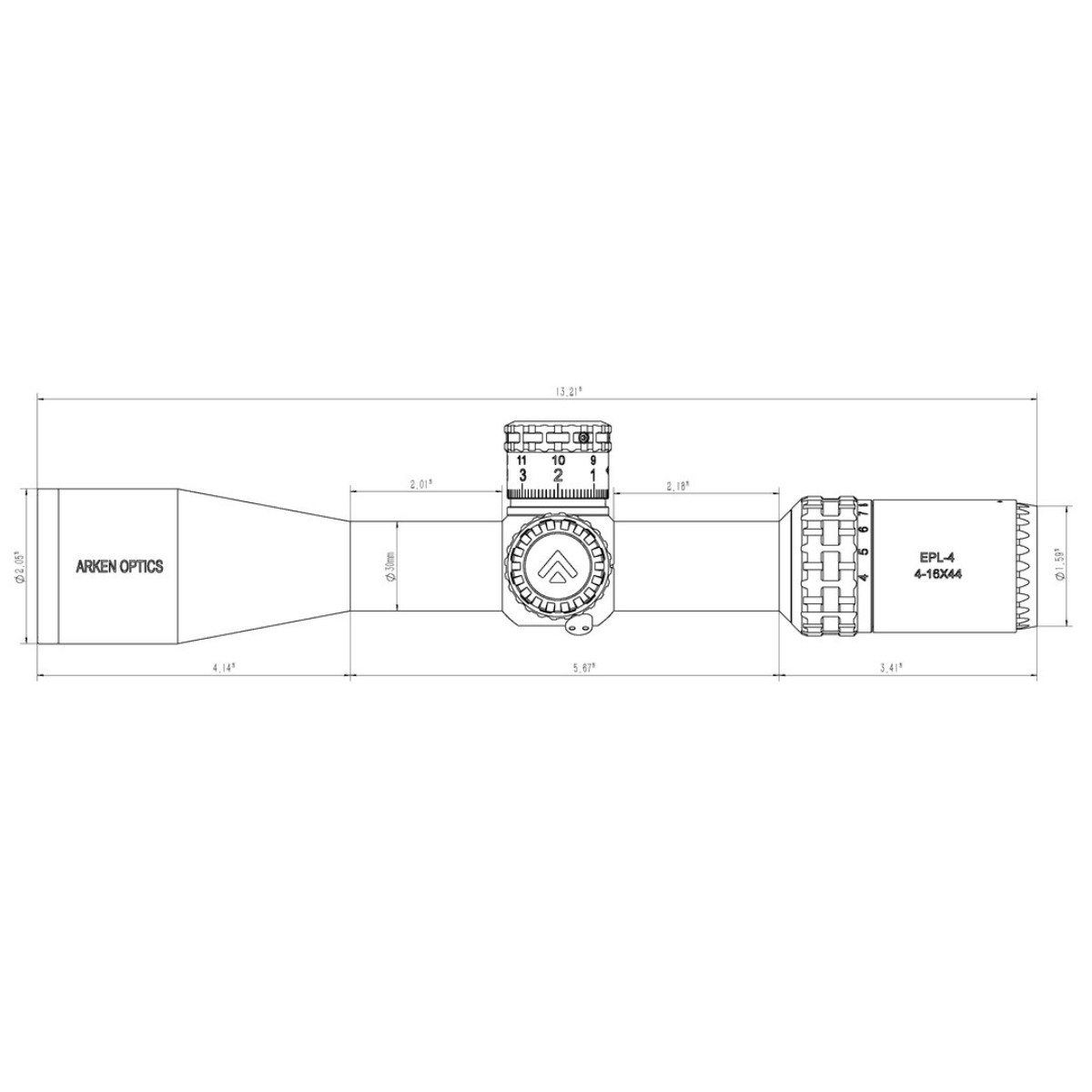 Arken Optics EPL4 4-16x44 FFP VPR MIL Illuminated Rifle Scope