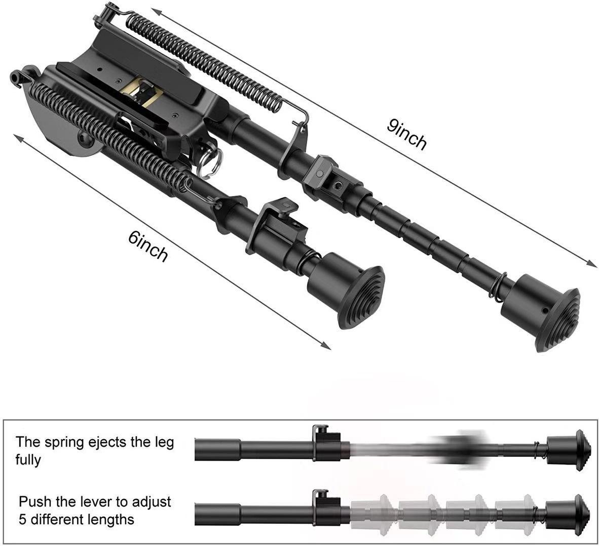 T-Eagle HDP-6 Aluminium 6-9 Inch Adjustable Bipod with Picatinny Adaptor