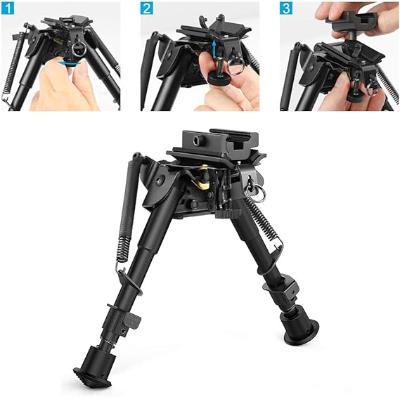 T-Eagle BTHBS-6 Aluminium 6-9 Inch Notched Leg Bipod with Picatinny Mount
