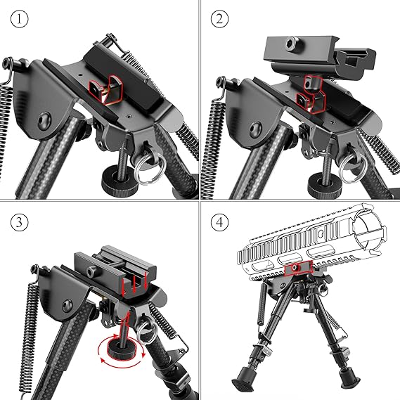T-Eagle HDTXW-6 Carbon Fibre / Aluminium 6-9 Inch Notched Leg Bipod with Picatinny Mount