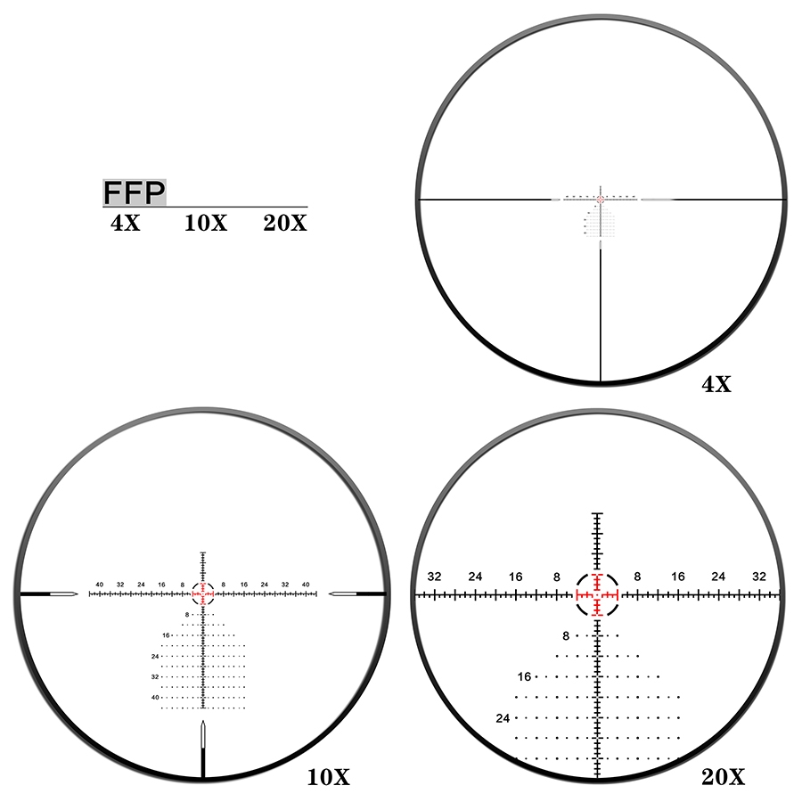 Discovery Optics ED LHT 4-20x44 FFP Illuminated 1/8 MOA Side Focus Zero Stop Locking Turret Target Shooting Rifle Scope