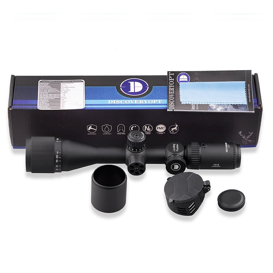 Discovery Optics VT-R 3-12x42 SFP Illuminated 1/4 MOA Front Focus Rifle Scope – Free 9-11mm Dovetail Mounts Included