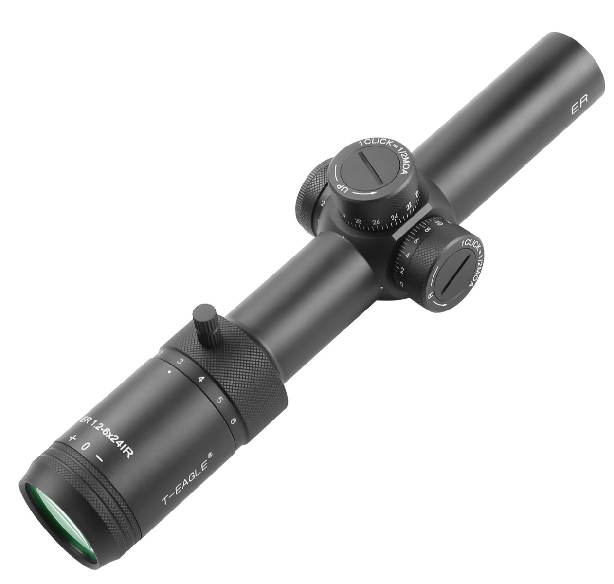 T-Eagle ER 1-6x24 Illuminated SFP MOA WA 1/2 MOA Rifle Scope with Rings - Black
