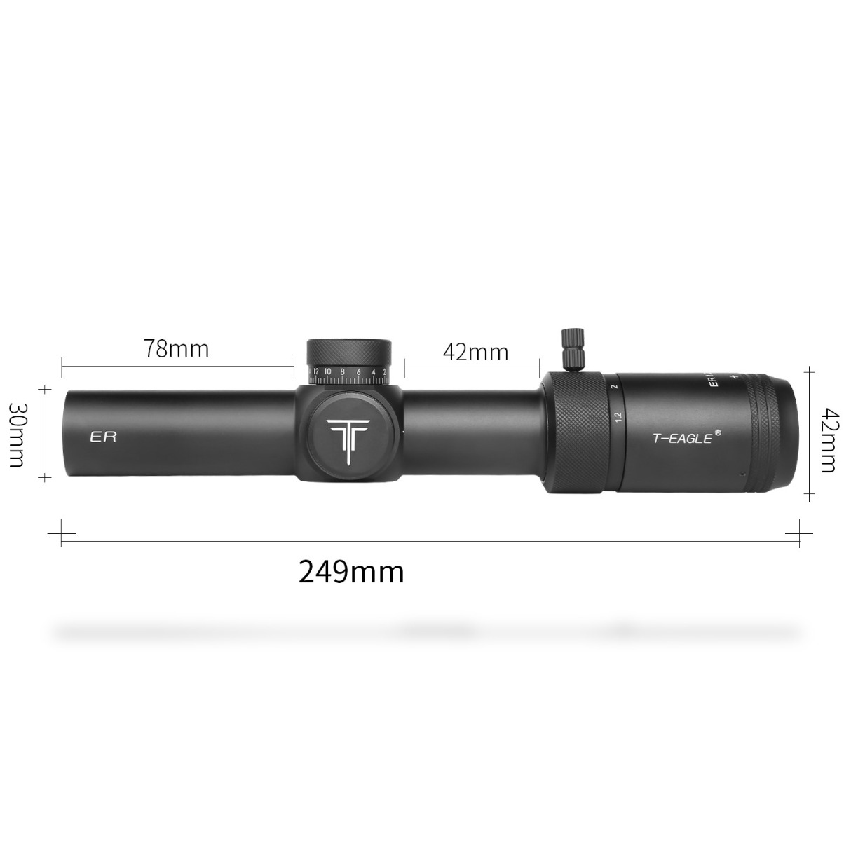 T-Eagle ER 1-6x24 Illuminated SFP MOA WA 1/2 MOA Rifle Scope with Rings - Black