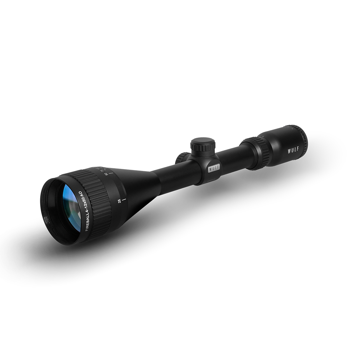 WIN A: WULF Fireball 4-12x50 Adjustable Objective 10 Yards Minimum Half Mil Dot Reticle 0.1 MRAD Clicks Rifle Scope w/ Dovetail Mounts