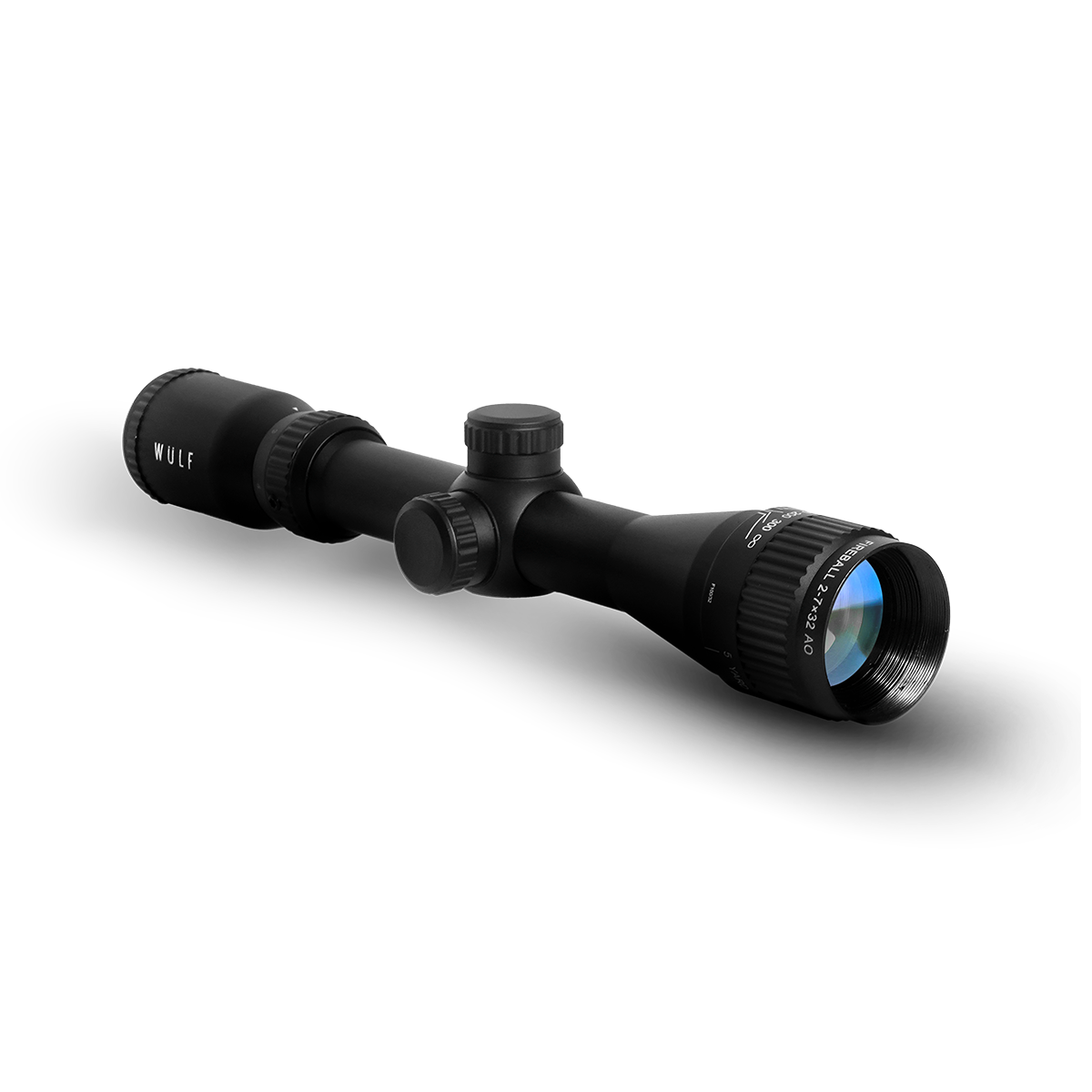 Ex-Demo WULF Fireball 2-7x32 SFP Adjustable Objective 5 Yards Minimum Half Mil-Dot Reticle 0.1 MRAD Clicks Rifle Scope - EXD320