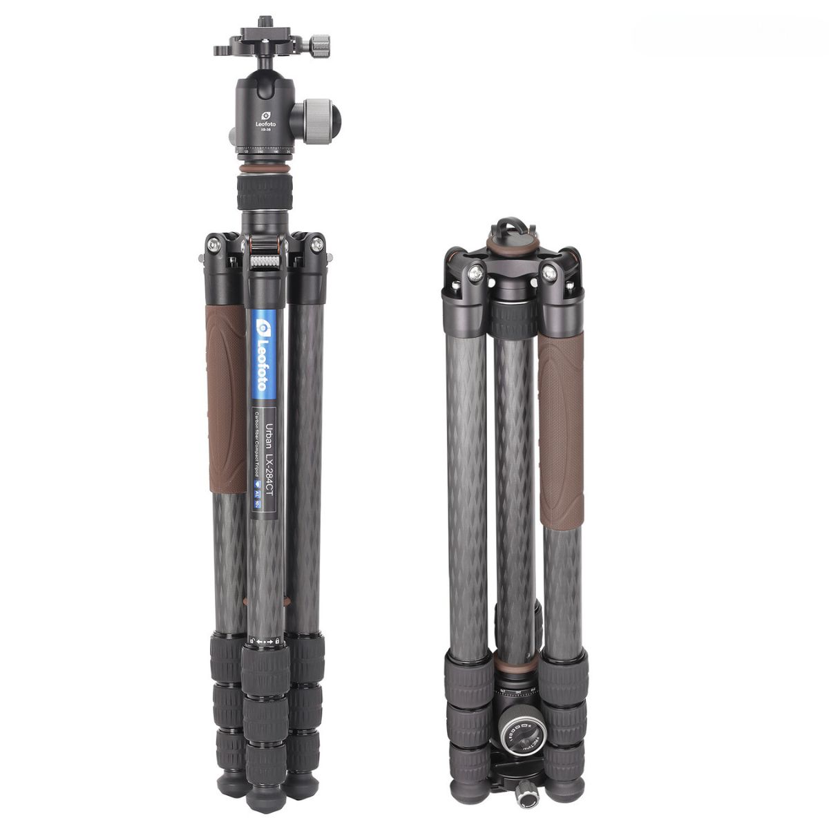 Leofoto Urban LX-284CT 10 Layer Carbon Hollow-out Spider 180 Degree Folding Silicone Handle Tripod with XB-38 Ball Head