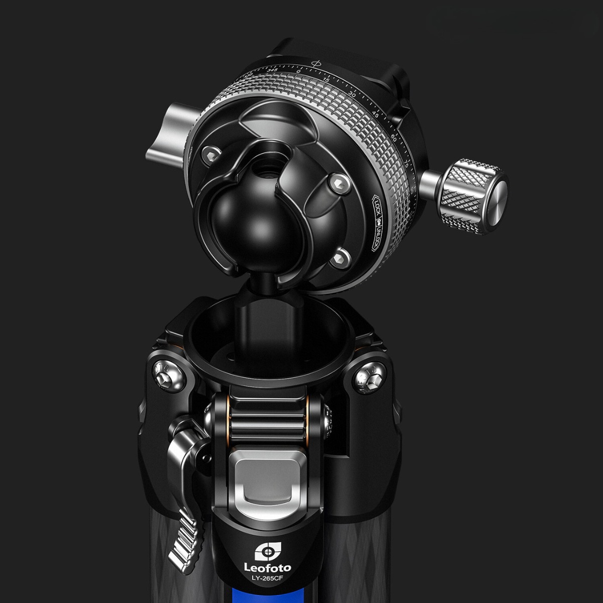 Leofoto BLACK MR.Y LY-265CF 10 Layer Carbon Y Shaped Centre Inverted Ball and Gear Locking System Tripod 