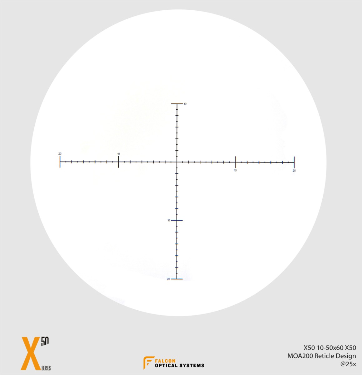 Falcon X50 10-50x60 Field Target Fine Focus SFP Non IR MOA200 1/8 MOA Rifle Scope - X505FT