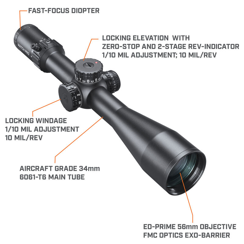 Bushnell Match Pro ED 5-30x56 FFP Illuminated Deploy MIL 2 0.1 MRAD 34mm Zero Stop Rifle Scope