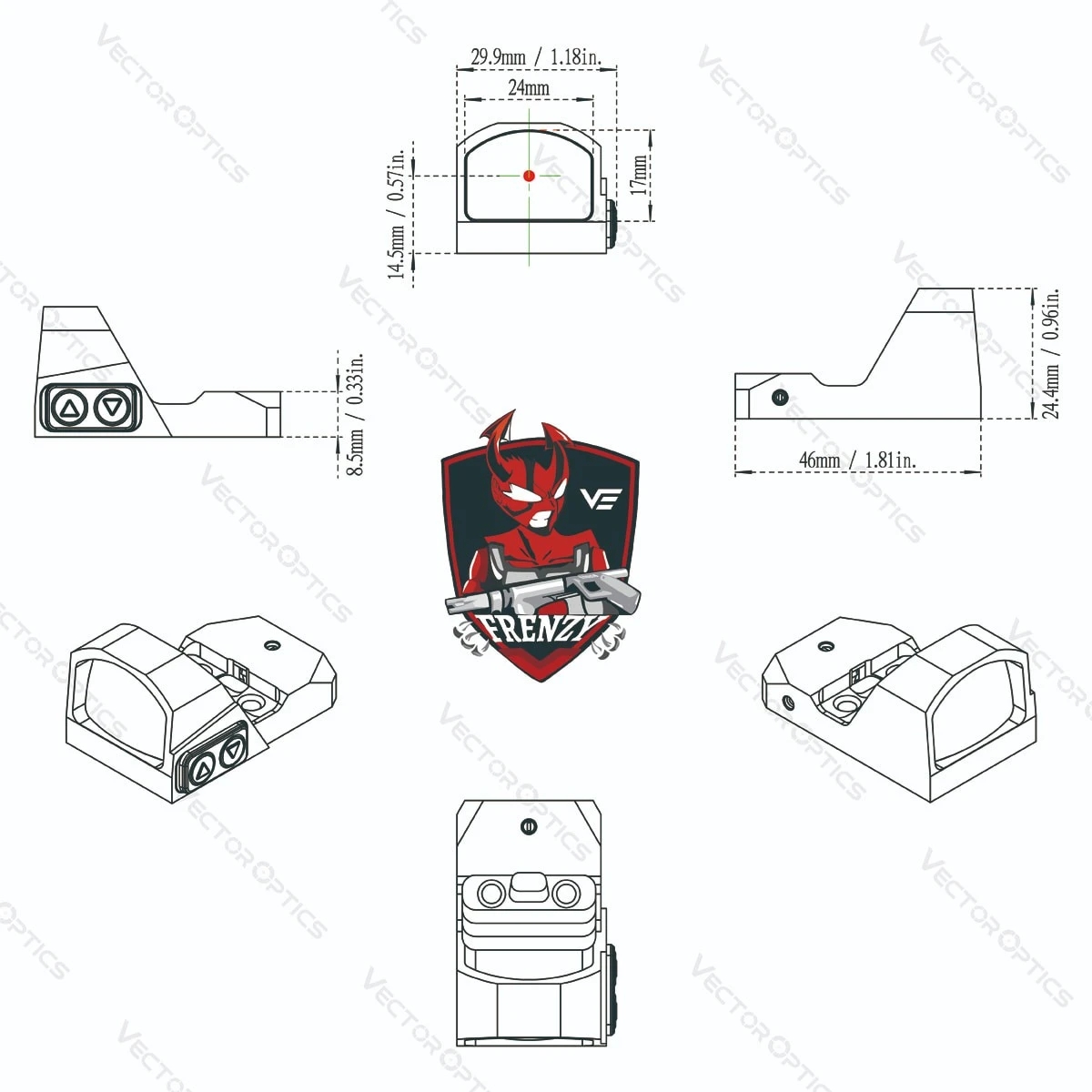 Vector Optics Frenzy 1x17x24 3MOA Red Dot Sight - FDE