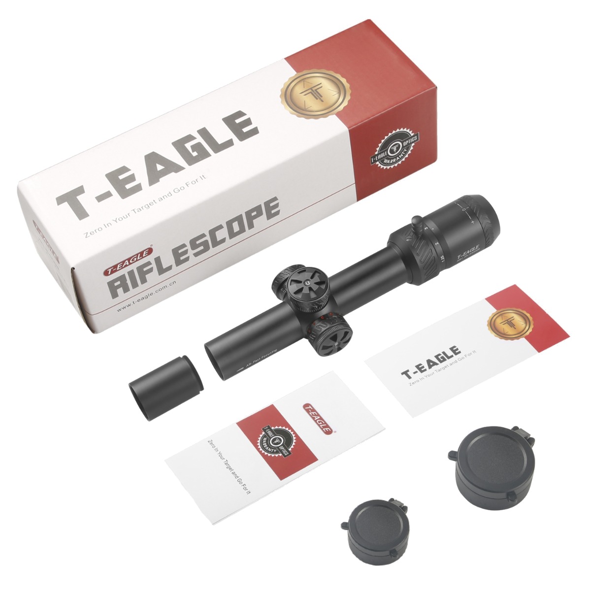 T-eagle HR 1.25-6x20 Illuminated SFP MOA 1/2 MOA Rifle Scope with Rings