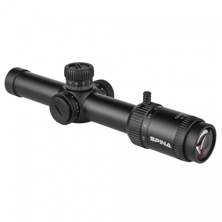 SPINA Optics Lasher Compact LPVO 1.2-6x24 FFP Illuminated 1/2MOA 30mm Tactical Rifle Scope with Free Weaver Rings