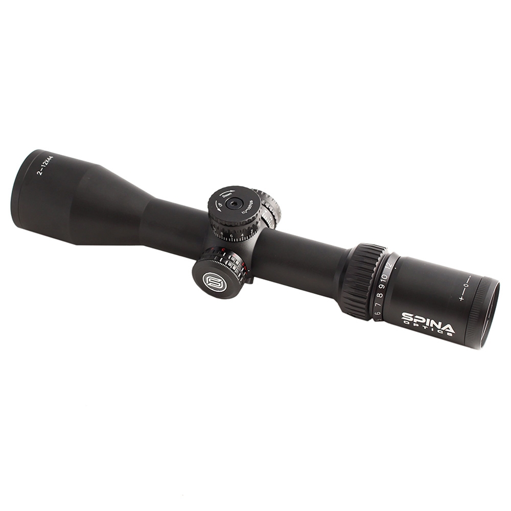 SPINA Optics Phalanx 2-12x44 SFP HD Circle Dot Milling Ret 1/2 MOA 30mm Rifle Scope with Free Picatinny Rings