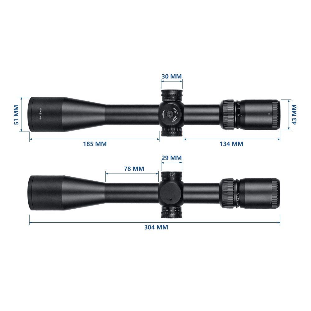 SPINA Optics Toxin HD 4-16x44 SFP Non-IR 1/4 MOA SF 30mm Rifle Scope with Free Weaver Rings