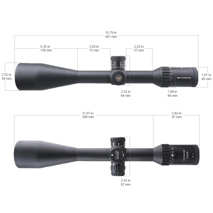Vector Optics Continental 5-30x56 SFP Illuminated VCT-20A 0.1 MRAD Zero Stop Rifle Scope