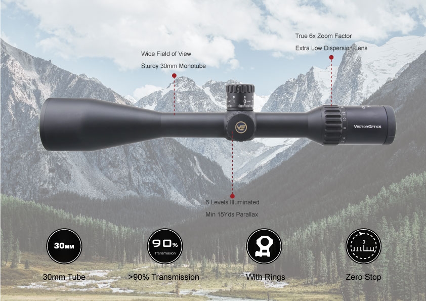 Vector Optics Continental 5-30x56 SFP Illuminated VCT-20A 0.1 MRAD Zero Stop Rifle Scope