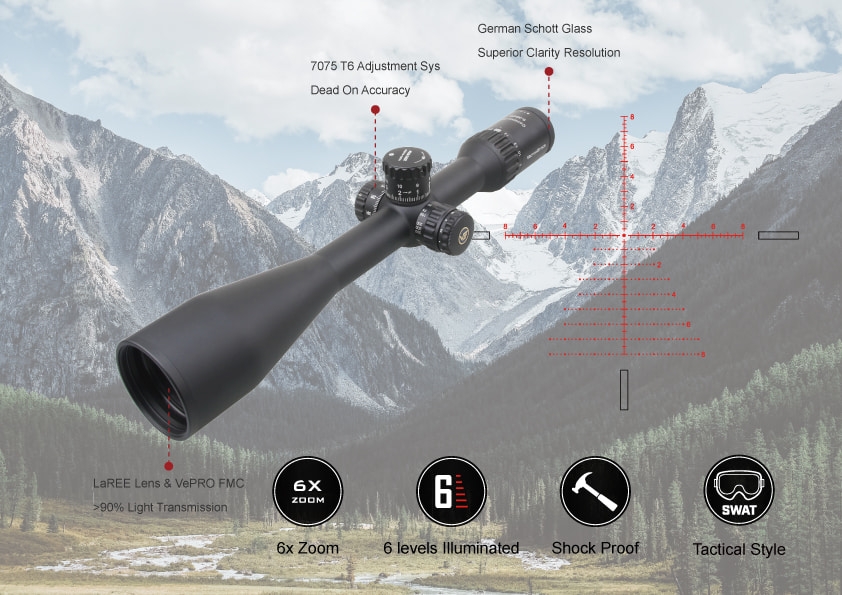 Vector Optics Continental 5-30x56 SFP Illuminated VCT-20A 0.1 MRAD Zero Stop Rifle Scope