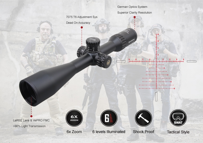 Vector Optics Continental 4-24x50 ARI SFP Illuminated VCT-20A 0.1 MRAD Zero Stop Rifle Scope