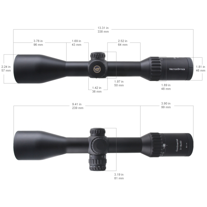 Vector Optics Continental 3-18x50 SFP Illuminated VECON-CDM 1/4 MOA Hunting Rifle Scope + Free 30mm Weaver Rings