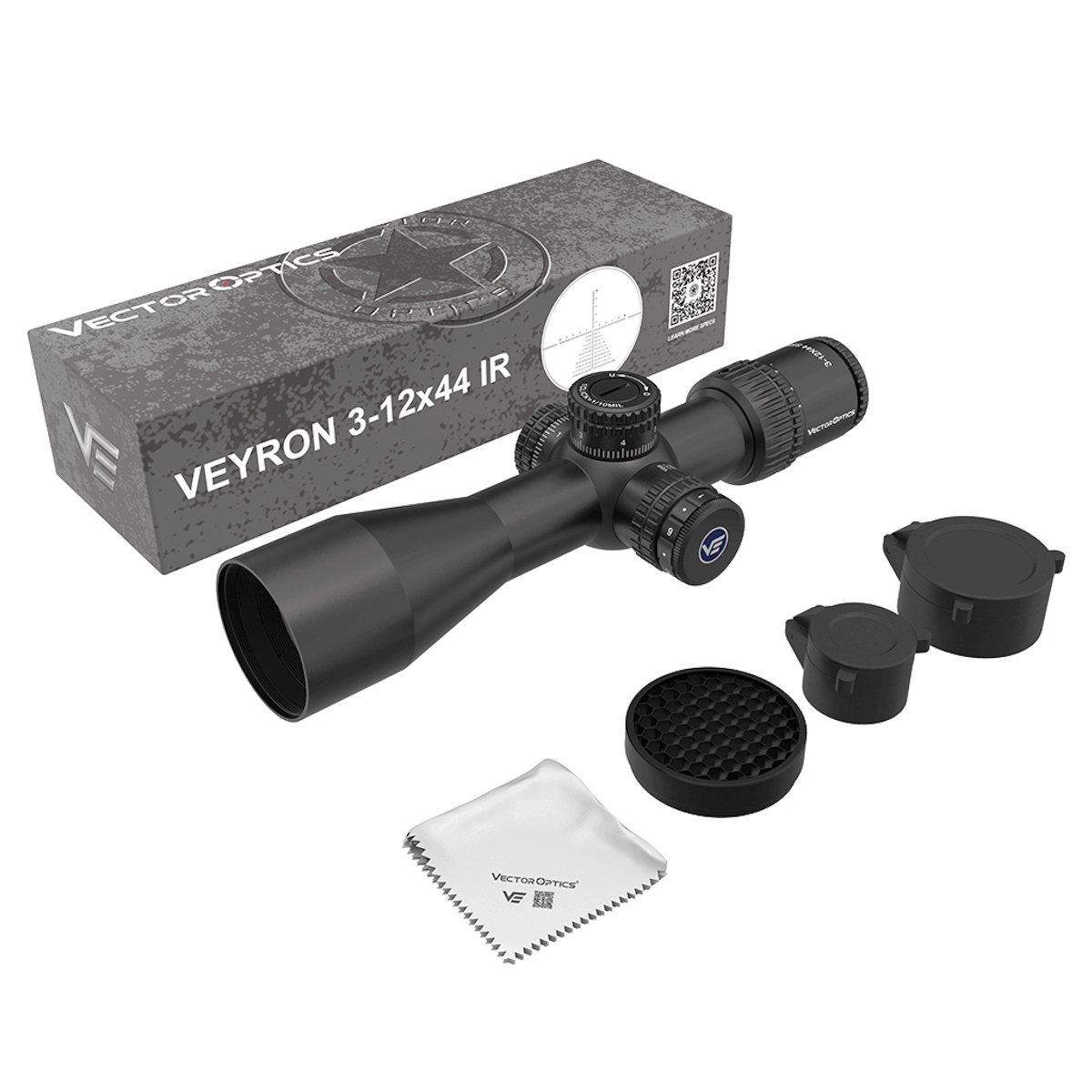 Vector Optics Veyron 3-12x44 SFP Illuminated MPR-V10 0.1 MRAD Locking Turrets Side Focus Super Compact Rifle Scope - Free Weaver/Picatinny Mounts Included