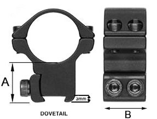 Sportsmatch 2 Piece Double Screw 13mm Dovetail Rifle Scope High Mounting Rings