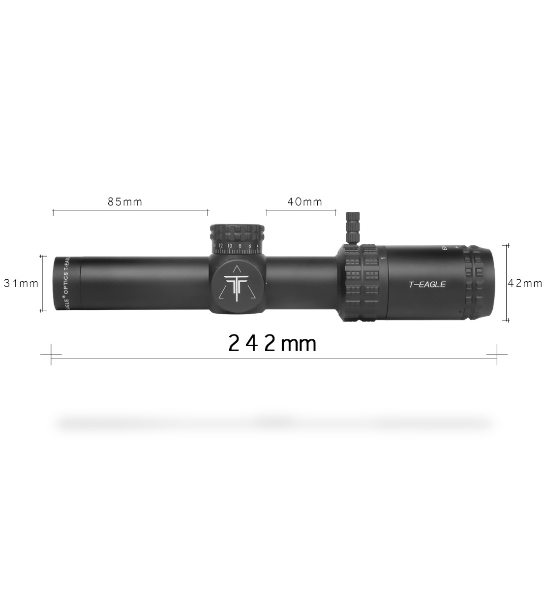 T-Eagle EO 1-5x24 Illuminated SFP MOA 1/2 MOA LT Rifle Scope with Rings 