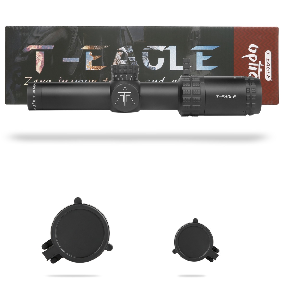 T-Eagle EO 1-5x24 Illuminated SFP MOA 1/2 MOA LT Rifle Scope with Rings 