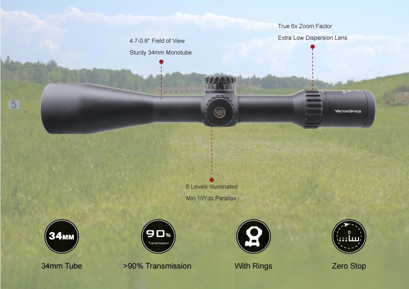 Vector Optics Continental x6 5-30x56 ED FFP Illuminated VEC-MBR 1/10MIL Zero Stop SCHOTT HD Rifle Scope